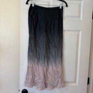 Young Fabulous & Broke Flowy Boho Ombre Satin Maxi Skirt Size Small